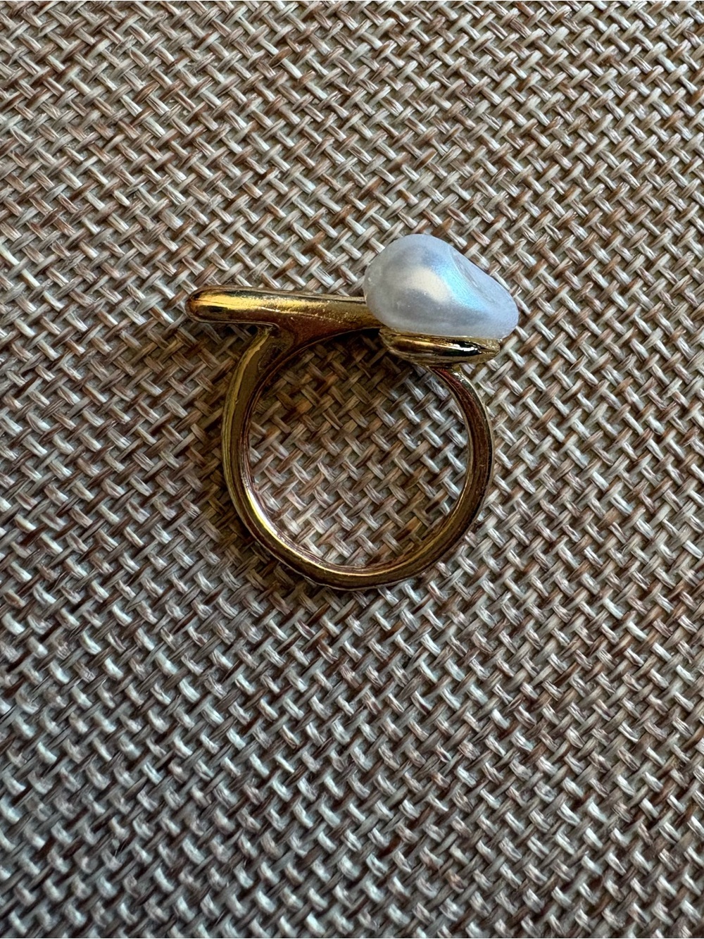 Gold Ring with White Pearl Accent - Women Jewelry